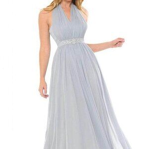 NWT Lenovia 5201 Bridesmaid Dress Chiffon Silver Size M
